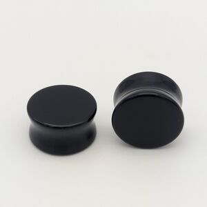 Pair of Double Flare Black Obsidian Crystal Plugs Gauges, Size 3/4 inch (19 mm)
